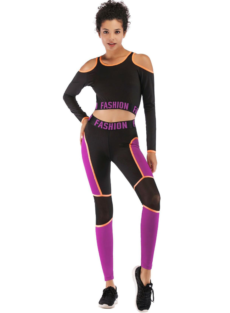 Body Shaping Off Shoulder Women 2PCS Sport Set-JustFittoo