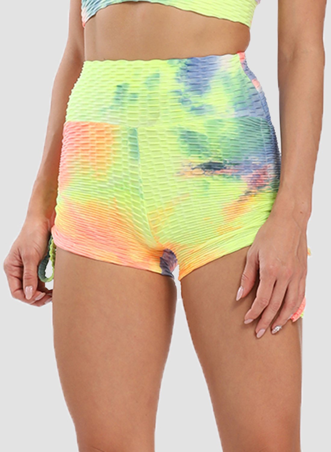 Textured Tie-dyed Ruched Super Stretchy Shorts