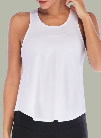 Back Mesh Stitching Slit Breathable Soft Top