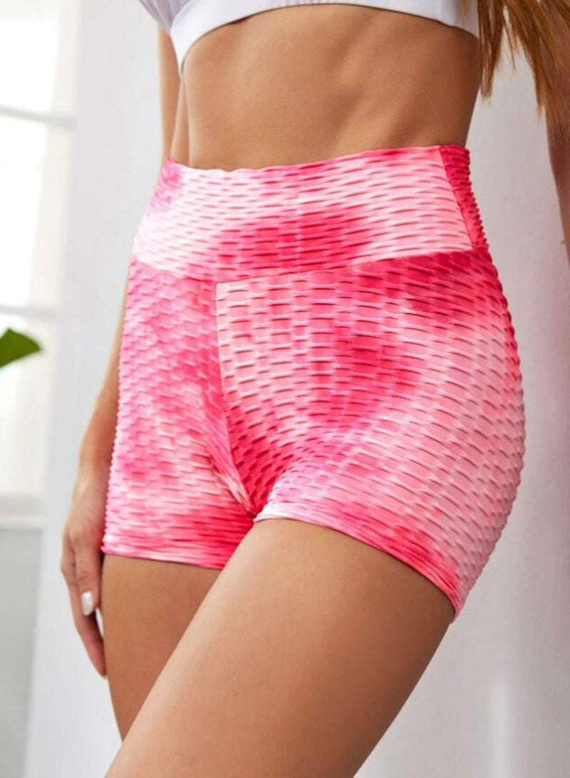 Tie-dyed Textured Ruched Shorts