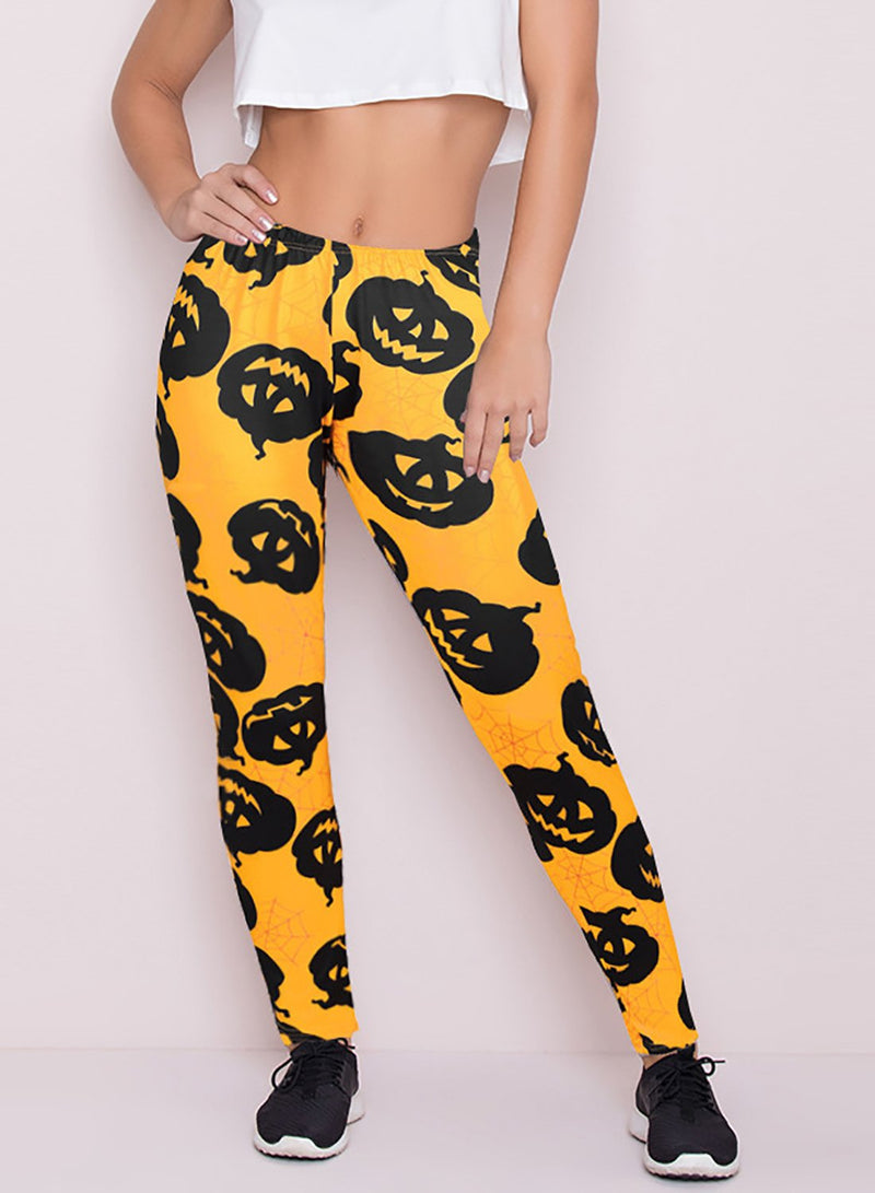 Fittoo Halloween Pop Fit Leggings Casual Printed Pumpkin Ghost Skull