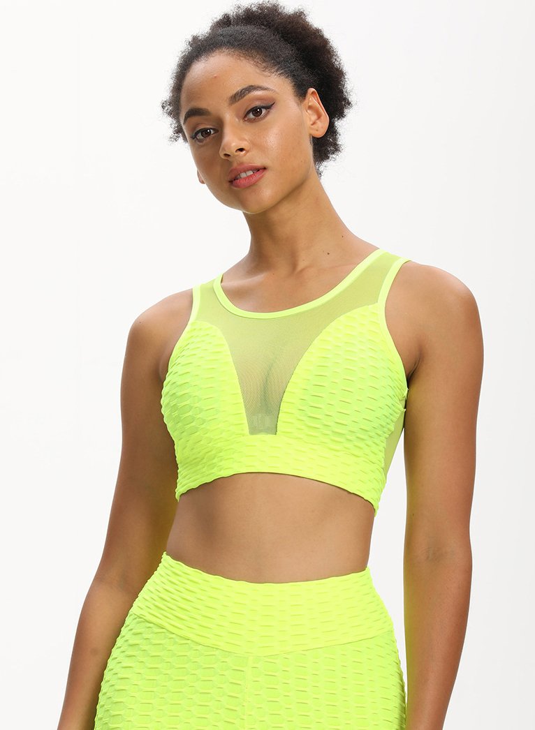 Sexy Mesh Split Jonit Women Fitness Sports Bra
