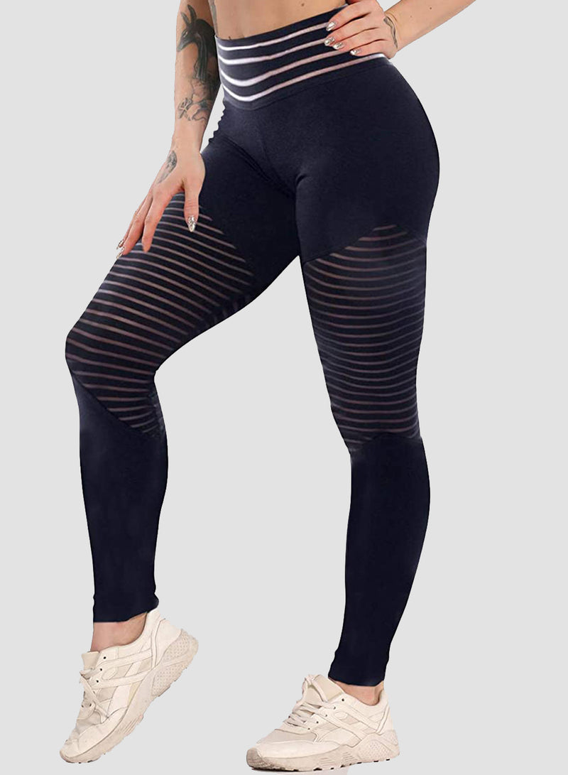 Ruched Hollow Mesh Split Joint Leggings-JustFittoo