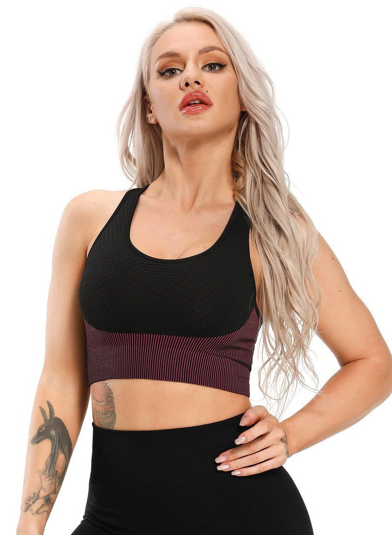 Women Contrast Color Seamless Sports Bra