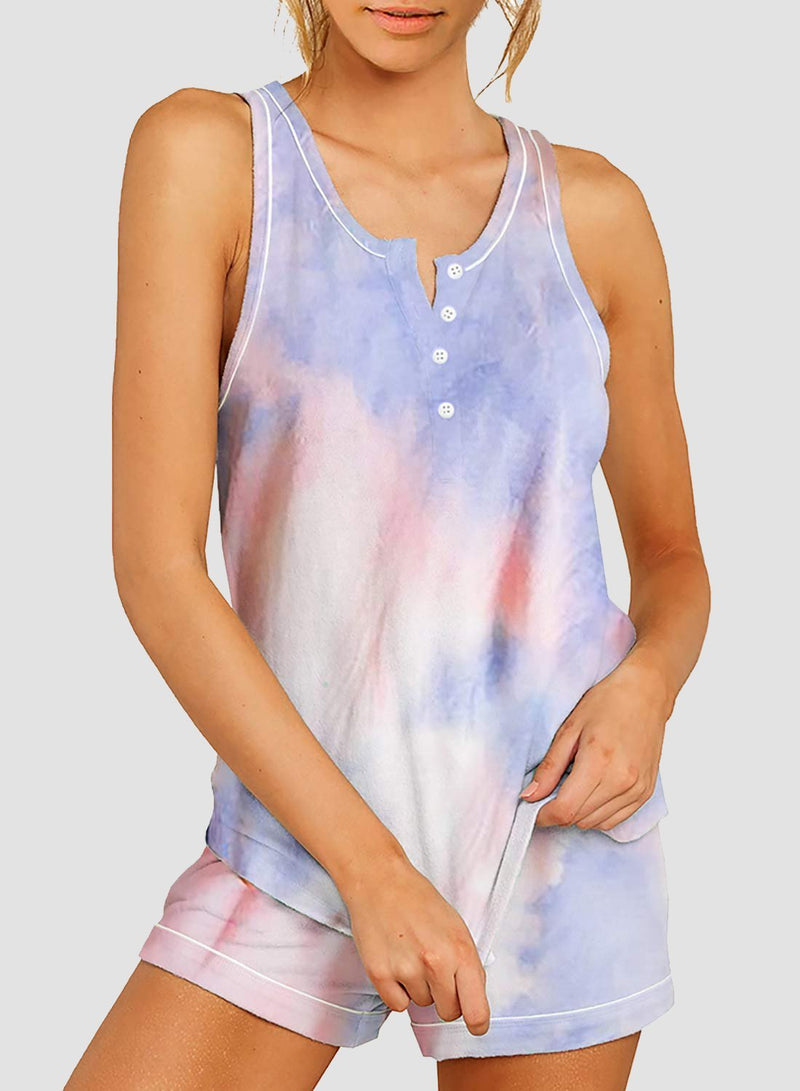 Tie-dyed V-neck Vest and Shorts