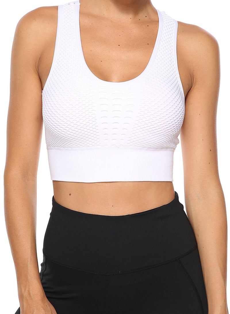 Women's Grid Mesh Back Hollow Out Ultra Soft Seamless Top Bra