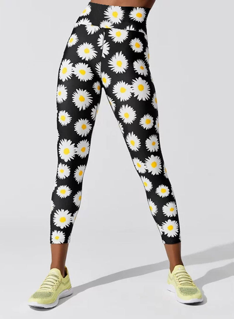 Daisy Print High Waist Leggings