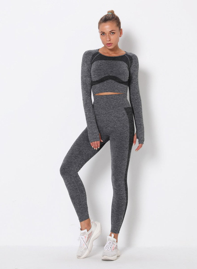 Women Long Sleeve Crop Sport Top and Legging-JustFittoo