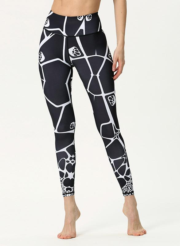 Black Print Summer Women Sports Legging-JustFittoo