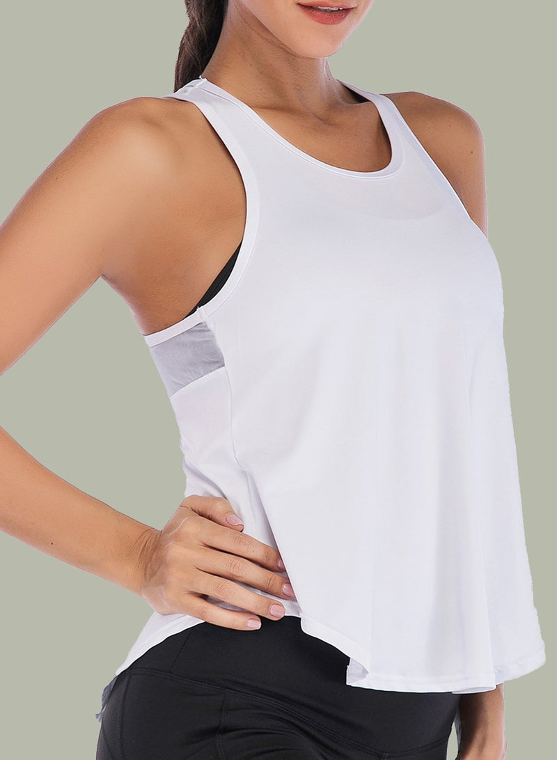 Back Mesh Stitching Slit Breathable Soft Top