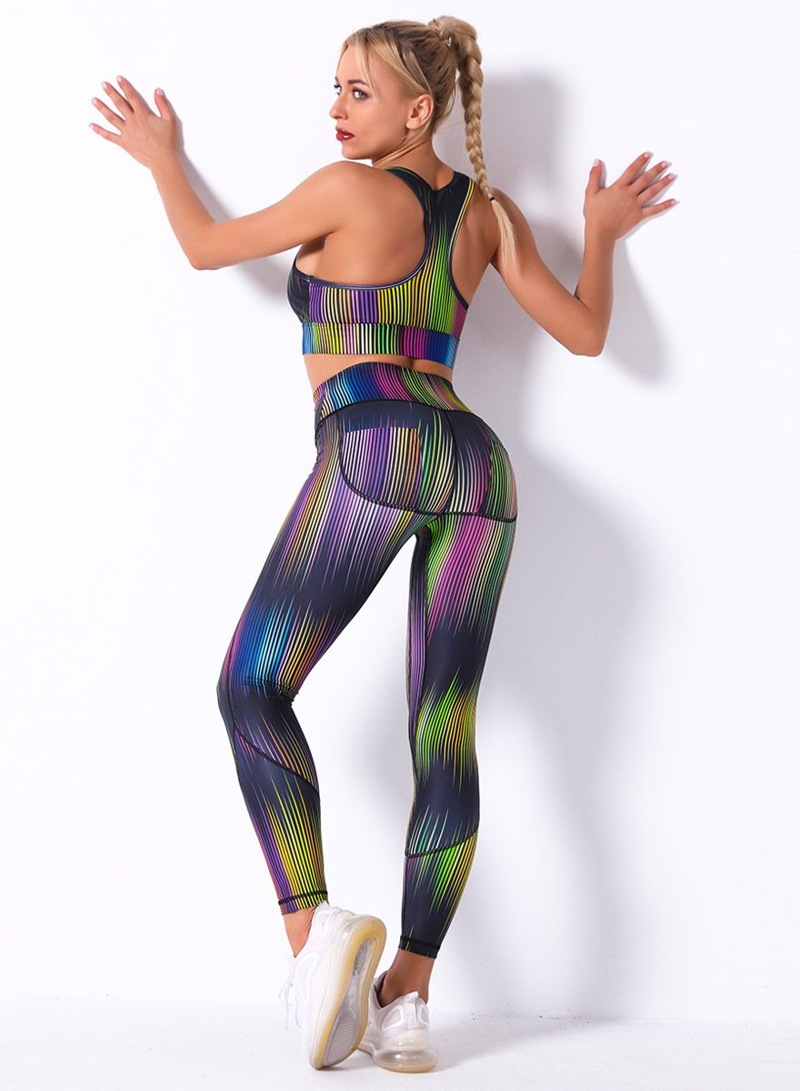 Nature Print Plus Size Women Fitness Sport Bra and Legging-JustFittoo