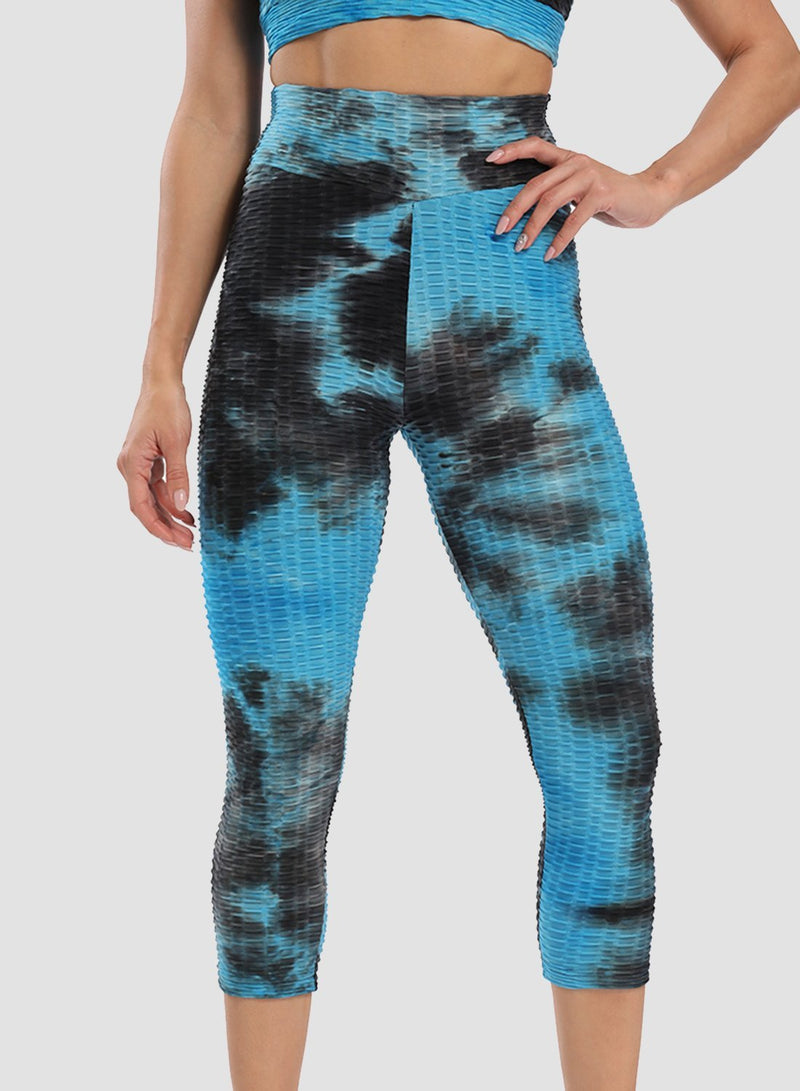 Fittoo Tie-dyed Ruched Leggings Textured Scrunch Butt Honeycomb Leggings