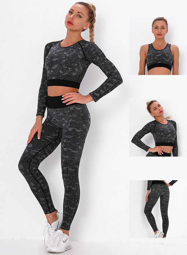 Seamless Sports Bra and Legging Three Pieces Set-JustFittoo