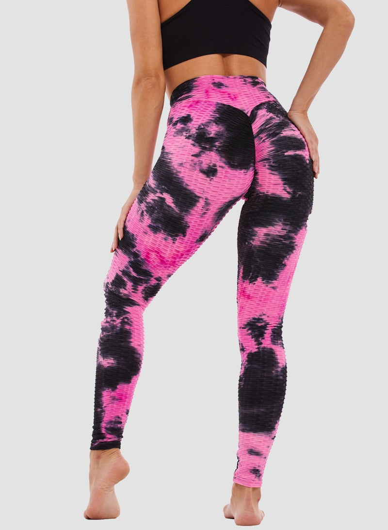 SEASUM Tie-dyed Textured Yoga Pants for Women