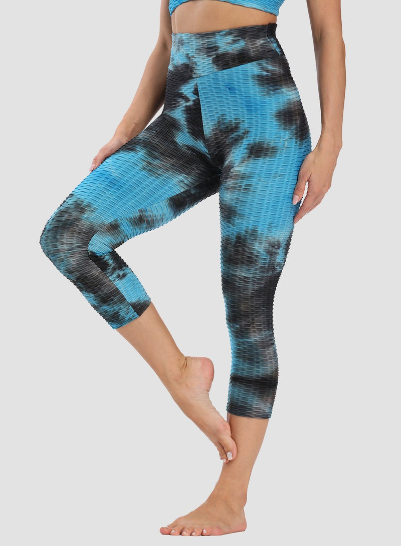 Fittoo Tie-dyed Ruched Leggings Textured Scrunch Butt Honeycomb Leggings