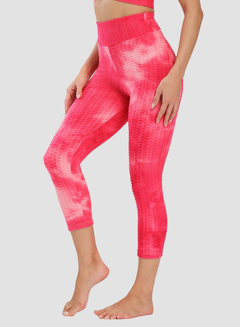 Fittoo Tie-dyed Ruched Leggings Textured Scrunch Butt Honeycomb Leggings