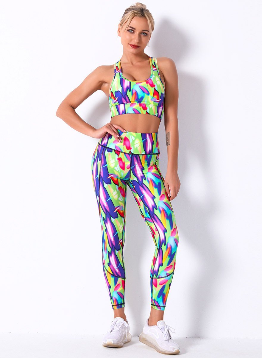 Breathable Print Women 2PCS Sport Bra and Legging-JustFittoo