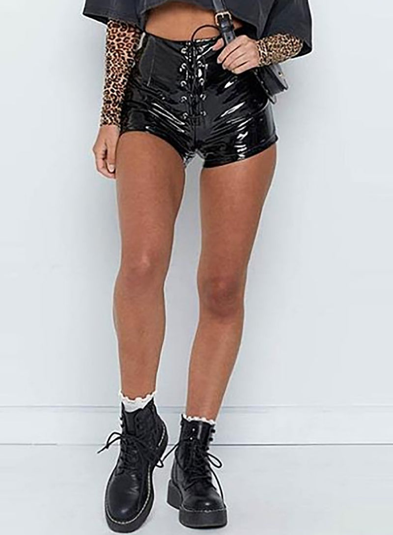 Fashion Women Sexy Slim Fit Faux Leather Shorts