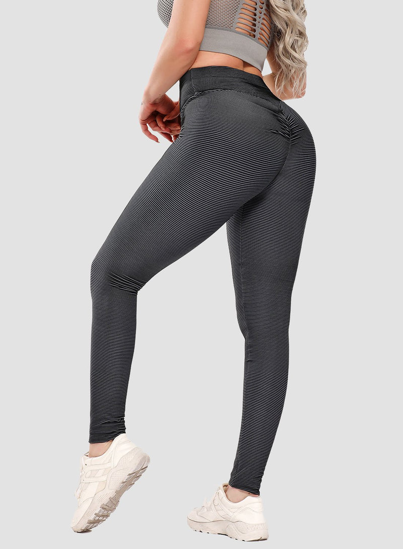 Multiple Color Stripe Textured Scrunch Women Leggings-JustFittoo