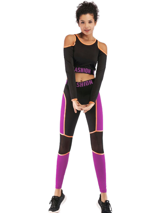 Body Shaping Off Shoulder Women 2PCS Sport Set-JustFittoo