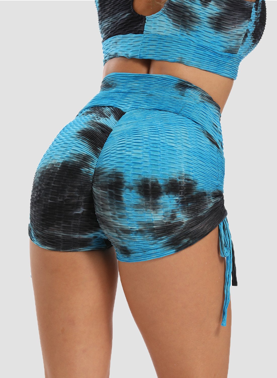 Textured Tie-dyed Ruched Super Stretchy Shorts