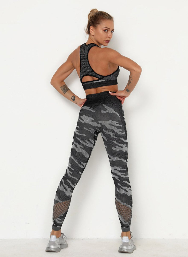 Camouflage Print Women Seamless Sport Bra and Legging Set-JustFittoo