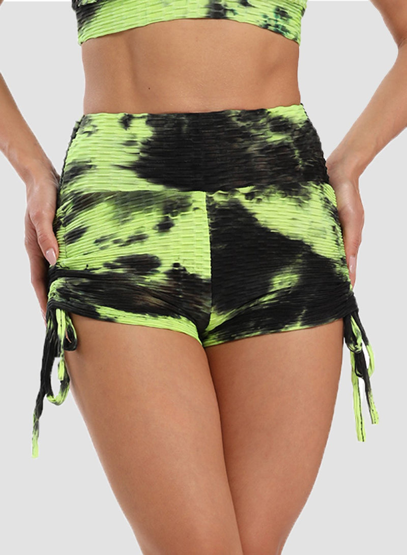 Textured Tie-dyed Ruched Super Stretchy Shorts