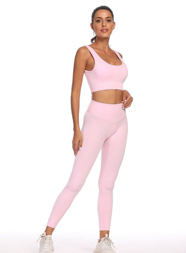 High Waist Women Solid Color Fitness Bra and Legging