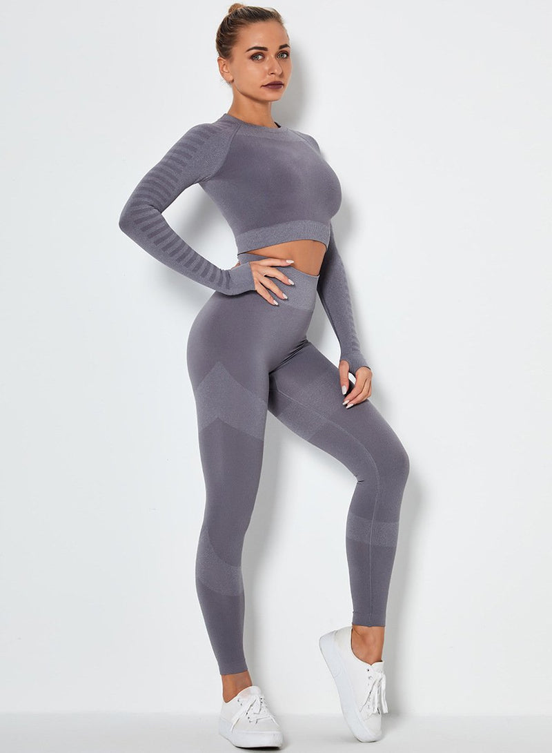 Seamless Long Sleeve Crop Top and Sport Legging-JustFittoo