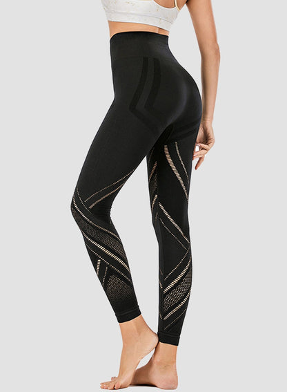 Irregular Hollow Out High Rise Yoga Pants-JustFittoo