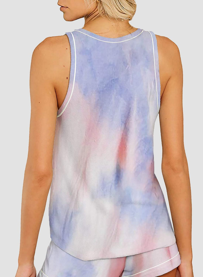 Tie-dyed V-neck Vest and Shorts