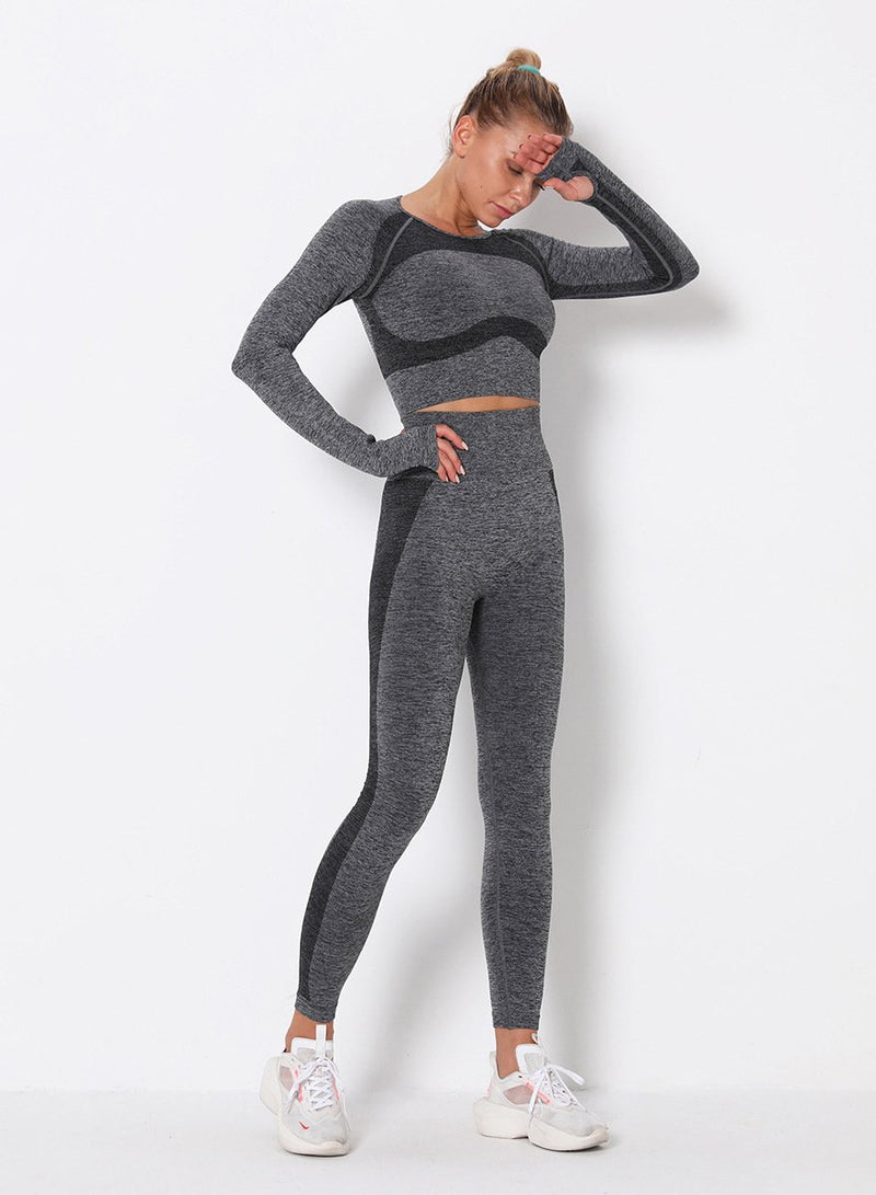 Women Long Sleeve Crop Sport Top and Legging-JustFittoo