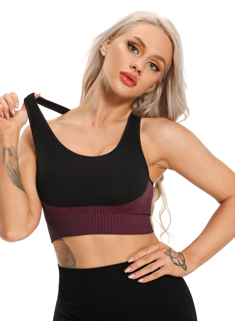 Women Contrast Color Seamless Sports Bra