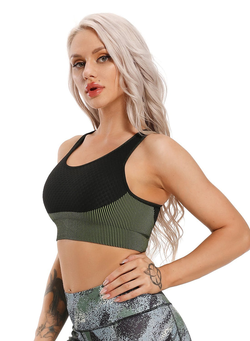 Women Contrast Color Seamless Sports Bra