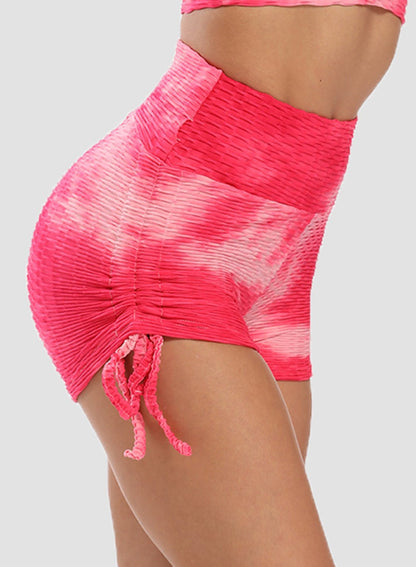 Textured Tie-dyed Ruched Super Stretchy Shorts