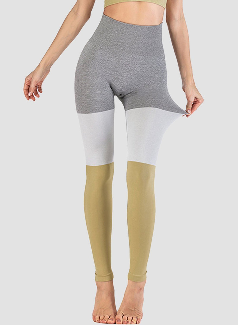 Three-tone Seamless Ultra Soft High Waisted Yoga Leggings-JustFittoo