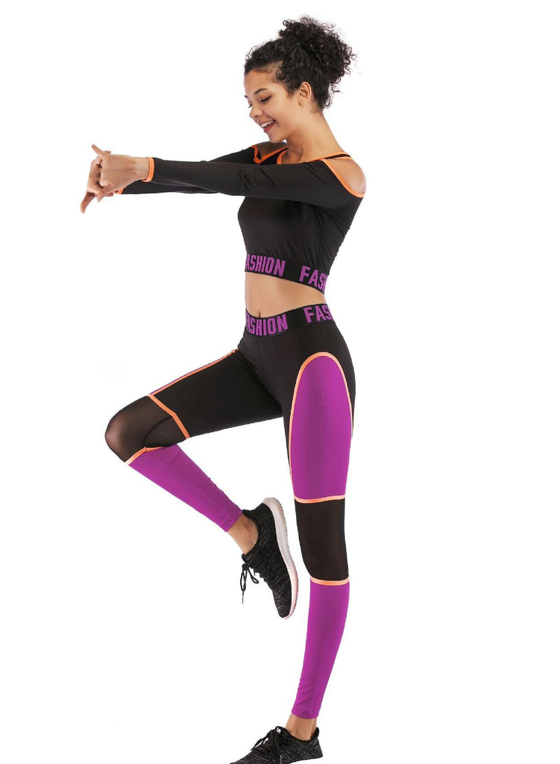 Body Shaping Off Shoulder Women 2PCS Sport Set-JustFittoo