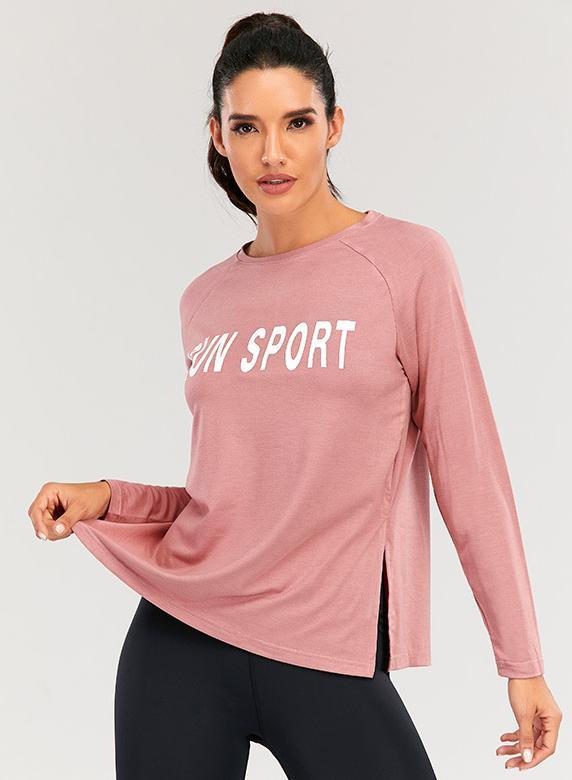 Women Round Neck Loose Casual Sport Shirt