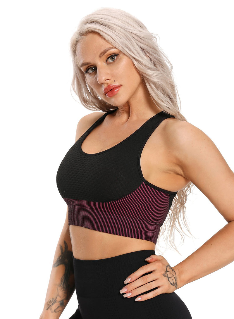 Women Contrast Color Seamless Sports Bra