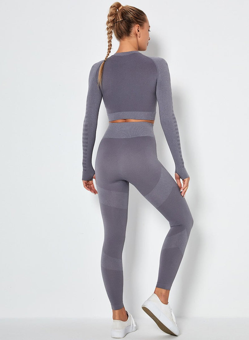 Seamless Long Sleeve Crop Top and Sport Legging-JustFittoo