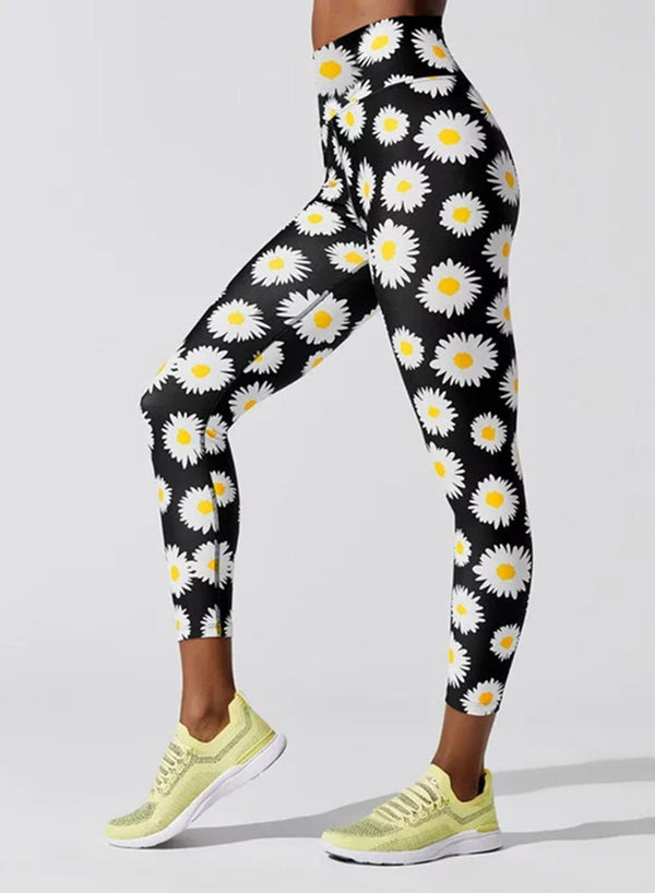 Daisy Print High Waist Leggings
