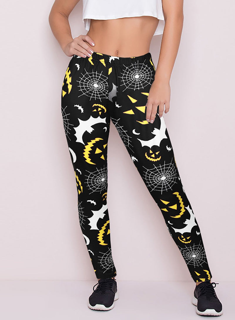 Fittoo Halloween Pop Fit Leggings Casual Printed Pumpkin Ghost Skull