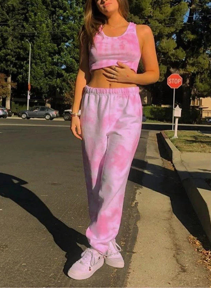 Tie-dyed Soft Breathable Crop Top and Pants