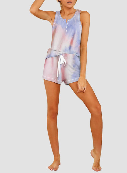 Tie-dyed V-neck Vest and Shorts