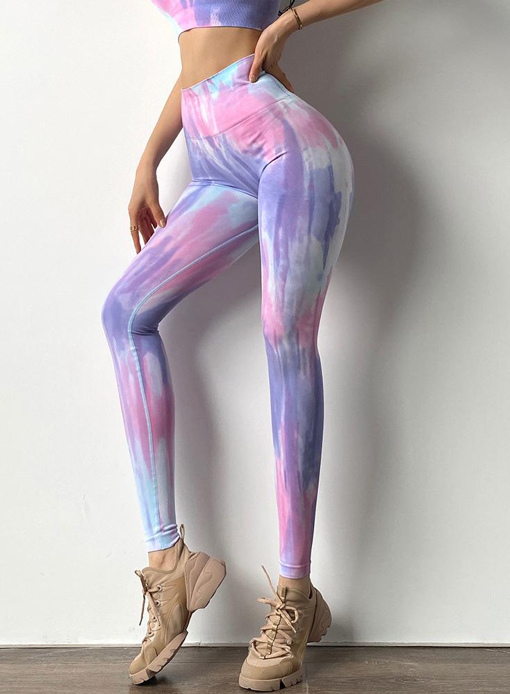 Tie Dyed Back Cross Women Sport Bra and Legging Set-JustFittoo