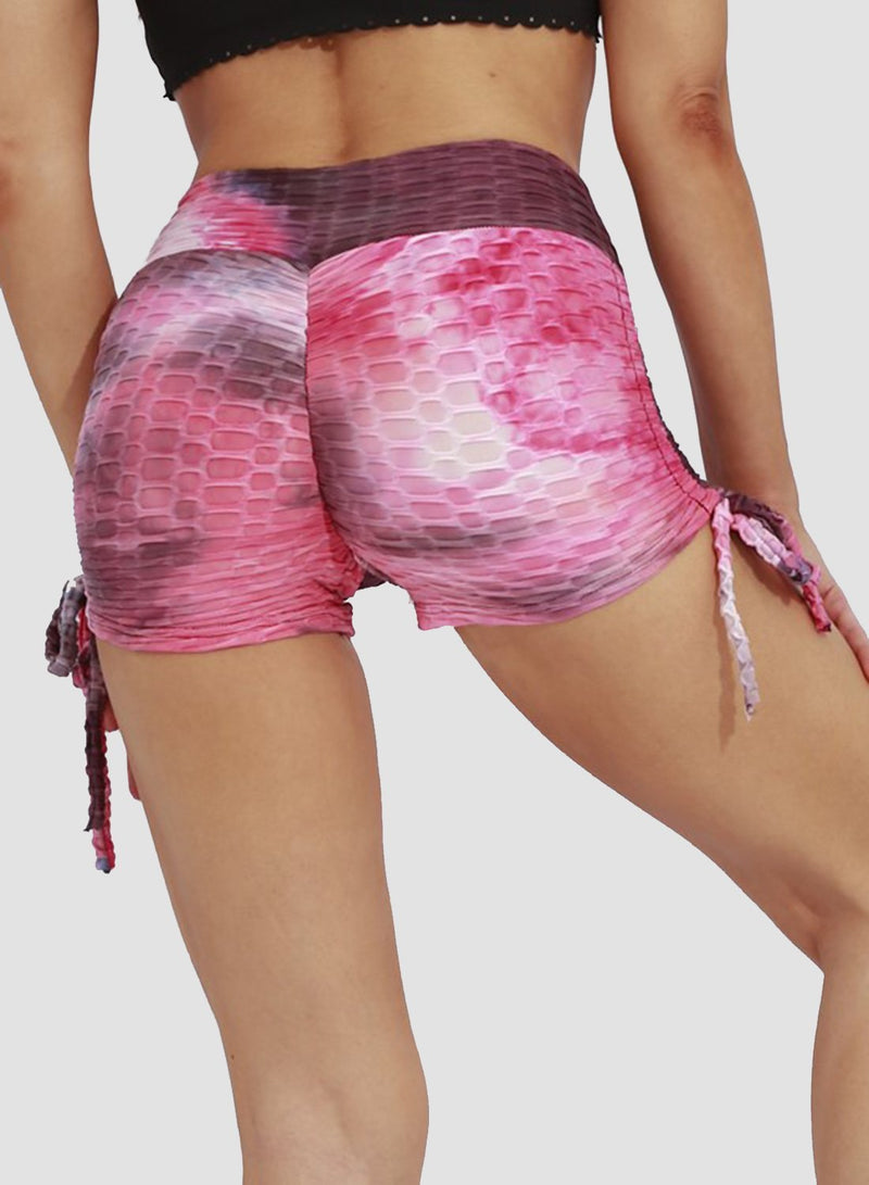 Textured Tie-dyed Push Up Shorts