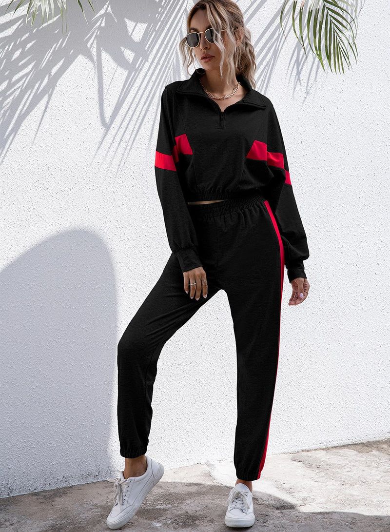 Women Casual Crop Top Long Sleeve and Pants Sets