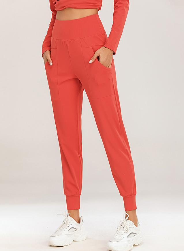 Women Casual Wide Waistband Ankle Tight Sport Pant