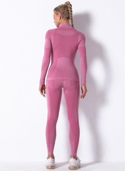High Waist Seamless Breathable Long Sleeve Sports Top and Legging Set-JustFittoo