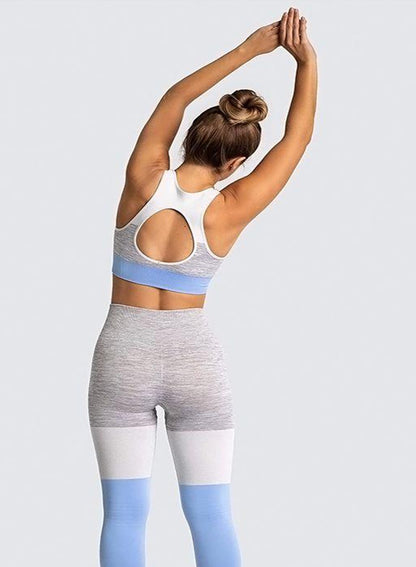 Fittoo Gym Seamless Leggings Three-tone Breathable Women Leggings